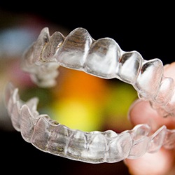 Set of clear Invisalign aligners