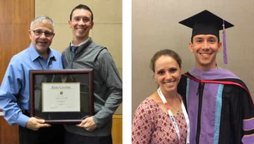 Collage of Doctor Parry at his dental school graduation