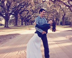 Doctor Parry and wife taking wedding photo