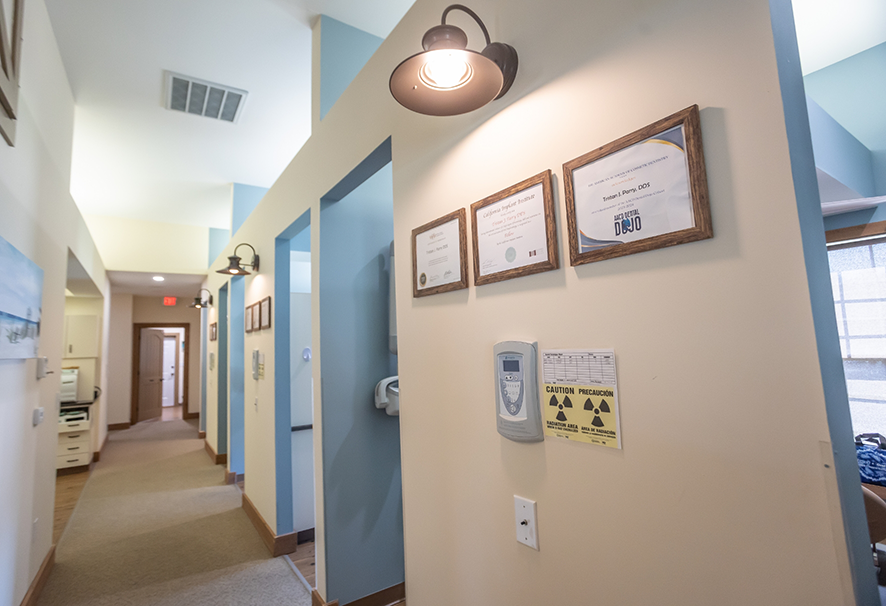Hallway leading to dental treatment rooms