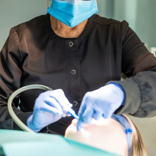 Closeup of smile after ultrasonic root canal therapy