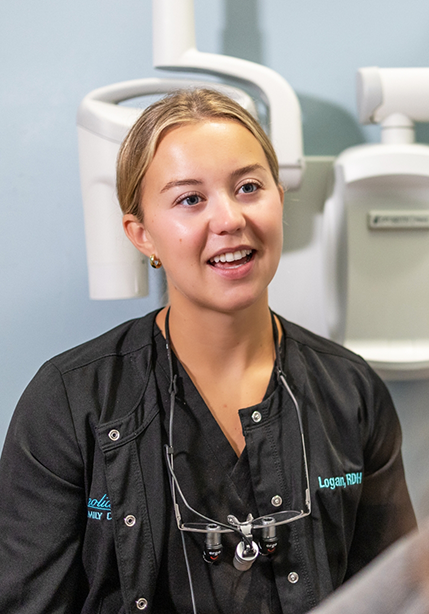 Dental team member talking to a patient about KoR teeth whitening in Summerfield