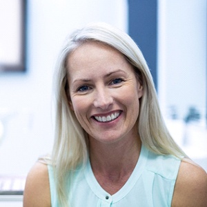 Woman at consultation for cosmetic dentistry