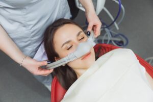 Patient receiving nitrous oxide sedation.